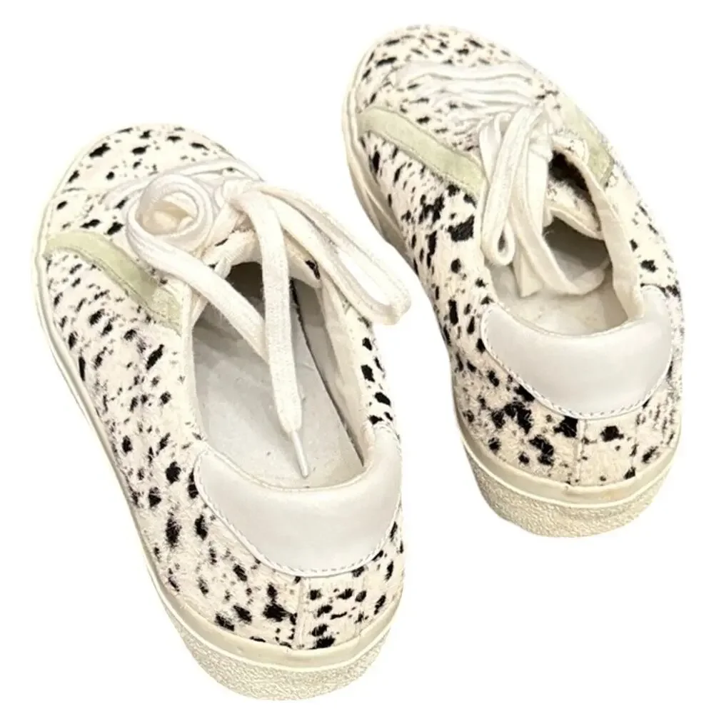 Madewell Sidewalk Calf Hair Cow Print Sneakers Low Top Lace Up Size 7.5